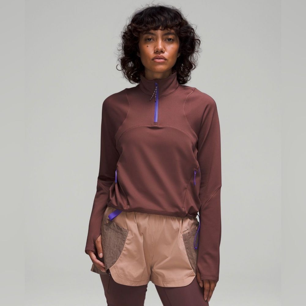 Lululemon tech fleece hiking 1/4 zip brown pullover size 8 NWt